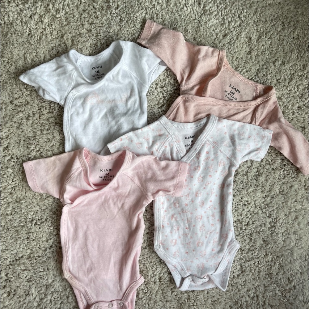 Baby Girls' Pink and White Bodysuit Set